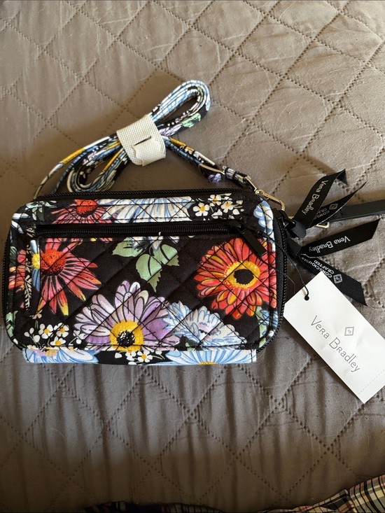 Vera Bradley Handbags - Vera Bradley Black Quilted Floral Mini Crossbody